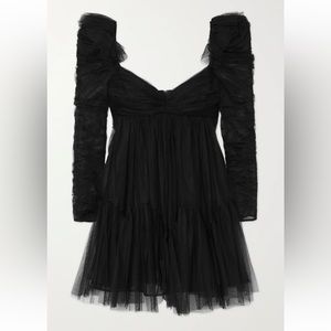 Zimmermann Ruched Tulle Peplum Mini Dress in Black